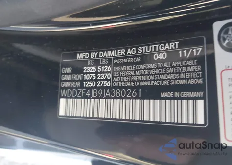 2018 Mercedes-Benz E 300 from USA, damaged, VIN WDDZF4JB9JA380261